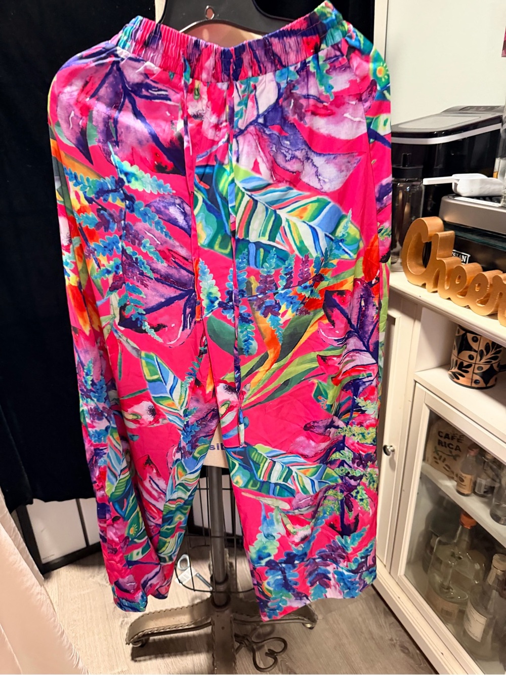 Fashion Nova Pastel Tropical Pants and Scarf/halter top - Pink Multi - Picture 2 of 9
